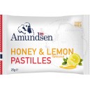 Amundsen halspastiller sukkerfri pose 25g Honey & Lemon